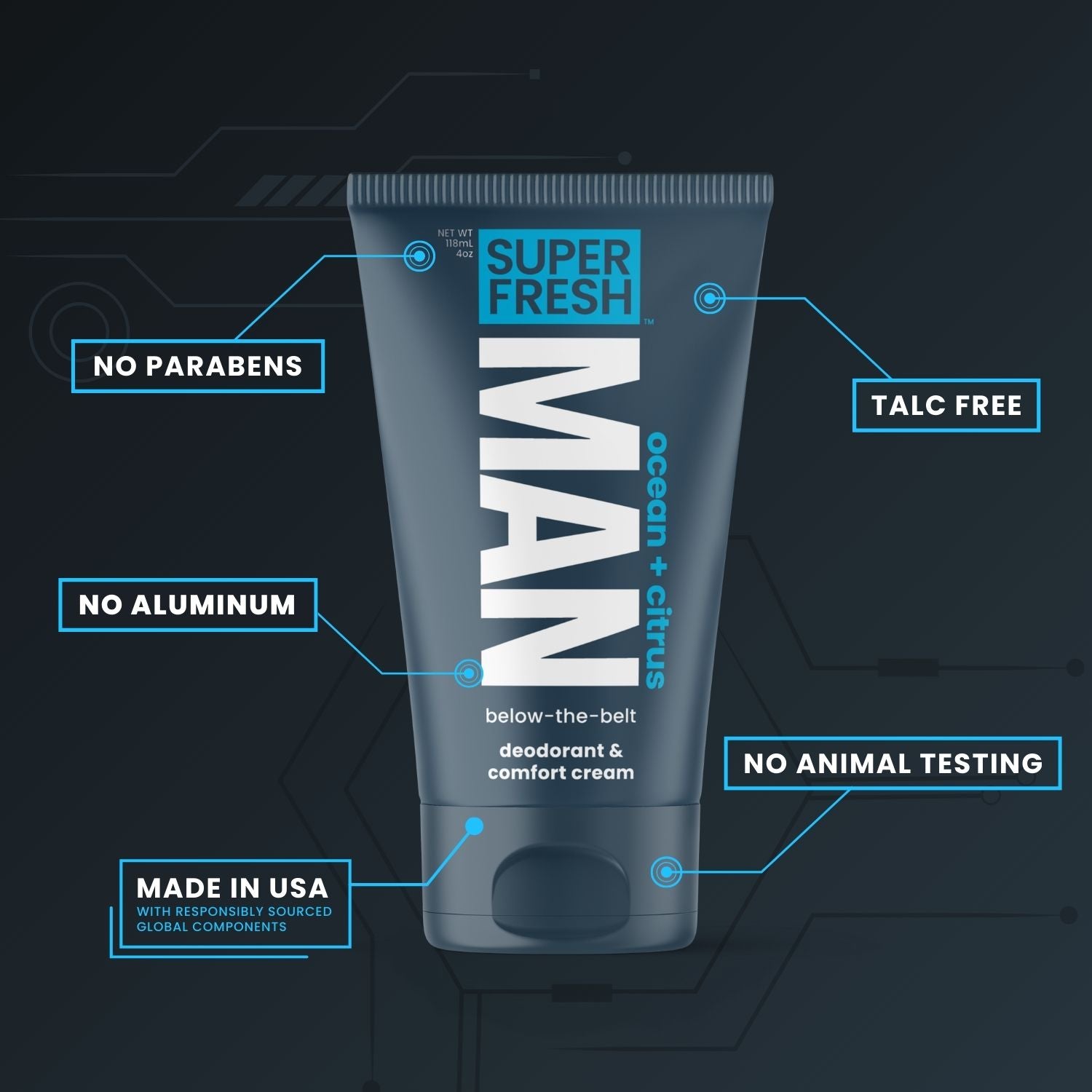 Deodorant & Comfort Cream for Man Parts [Ocean+Citrus]