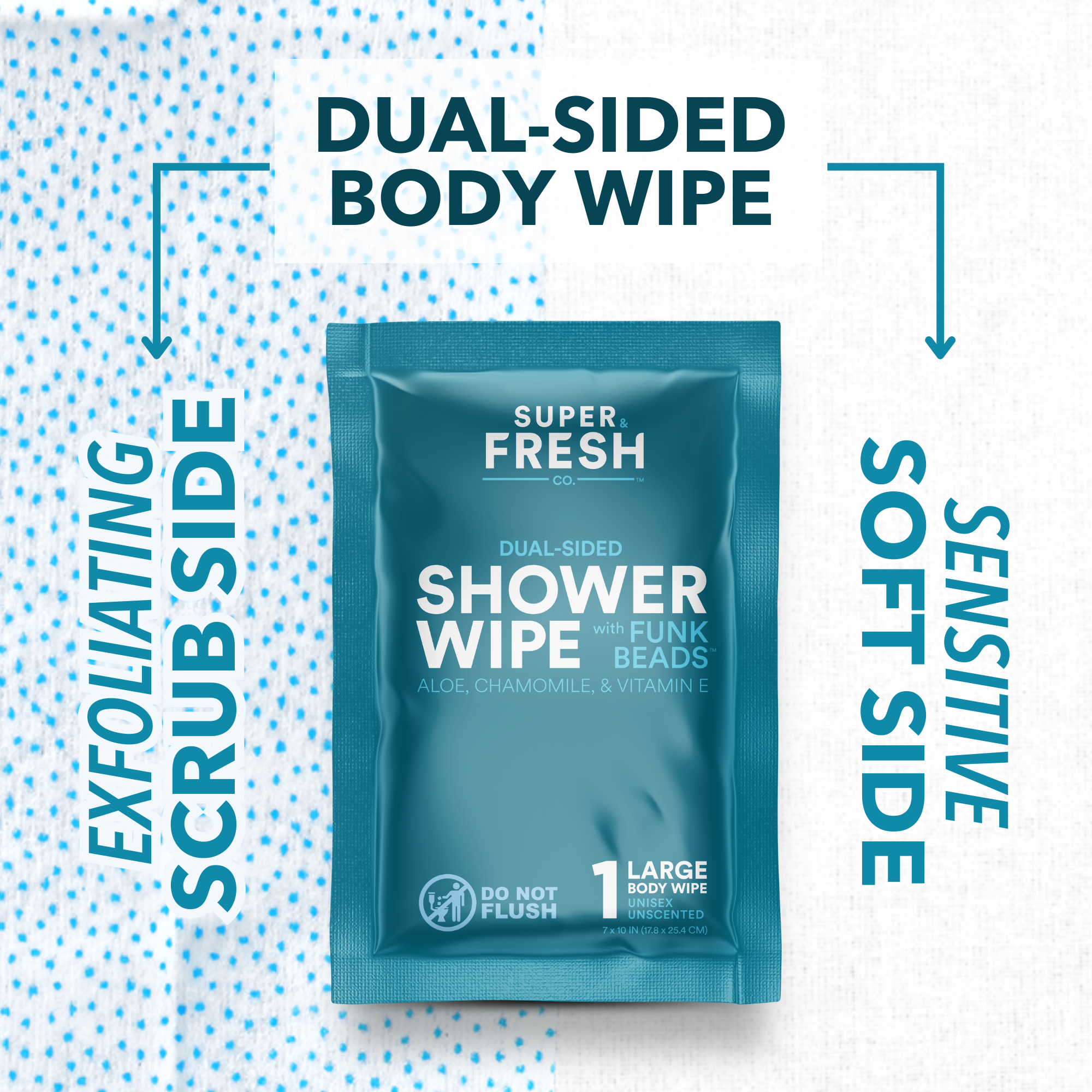 Super Fresh Shower Wipes - Dual-Sided Body Wipes